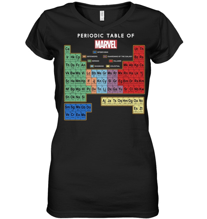 Marvel Ultimate Periodic Table Of Elements T-Shirt 14 Marvel Ultimate Periodic Table Of Elements V Neck