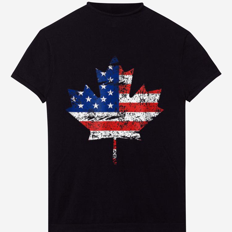 Awesome Leaf Canadian American Flag Canada USA Flag Canada Day And America Independence Day shirt