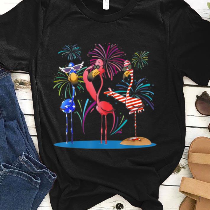 Flamingo American Flag Happy Independence Day shirt