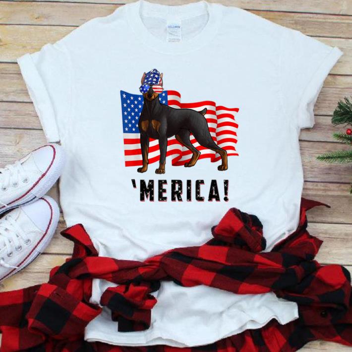 Nice 4th Of July Doberman Pinscher Dog Merica Tee Shirt