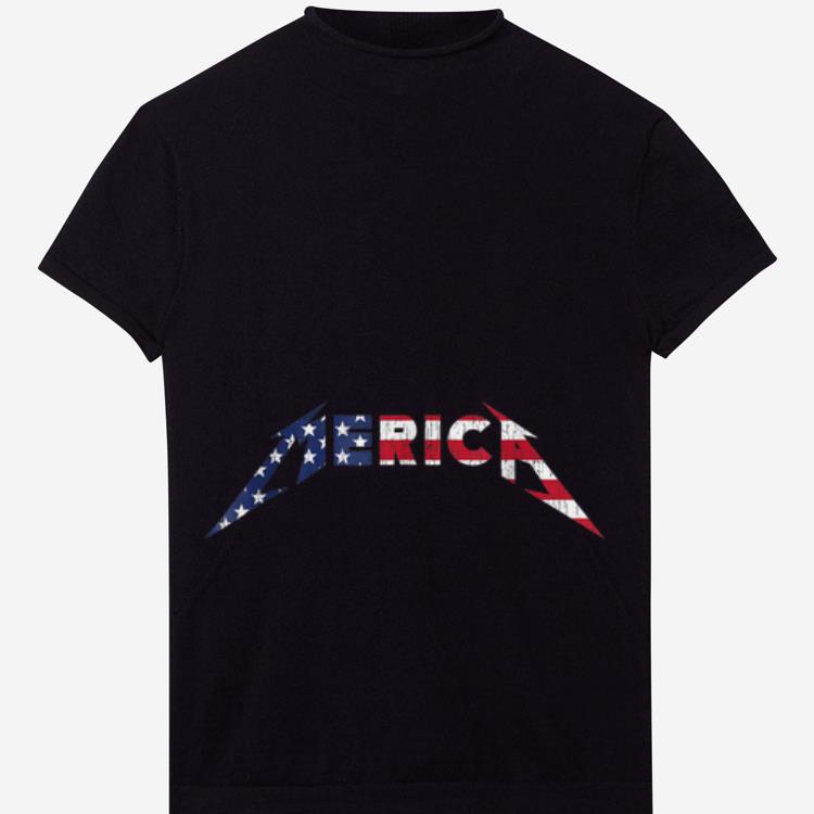 Official Merica Heavy Metal Style American Flag Tee Shirt