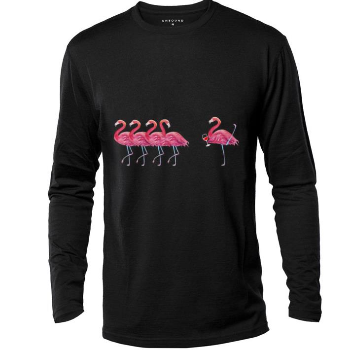 Top Flamingos and wine flamingo shirt