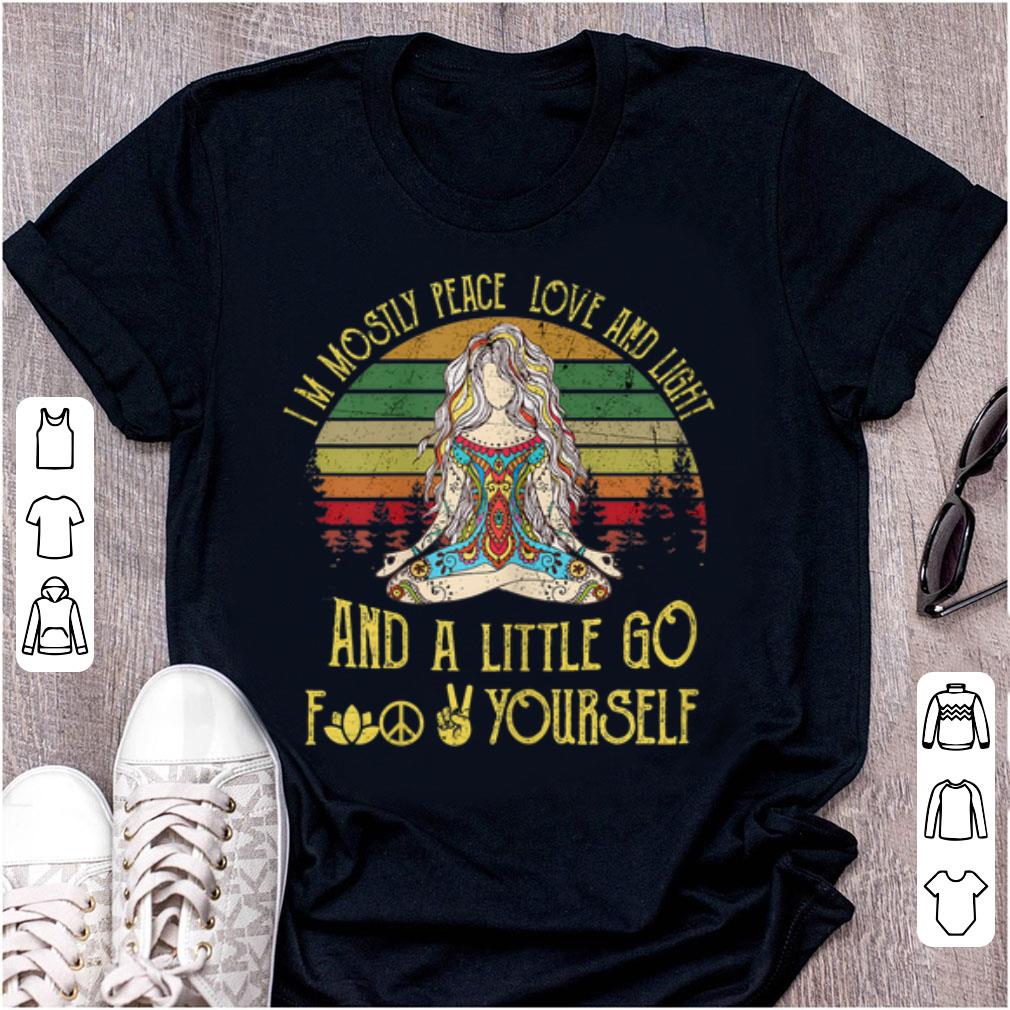 Original Im Mostly Peace Love And Light Yoga Tattooed shirt