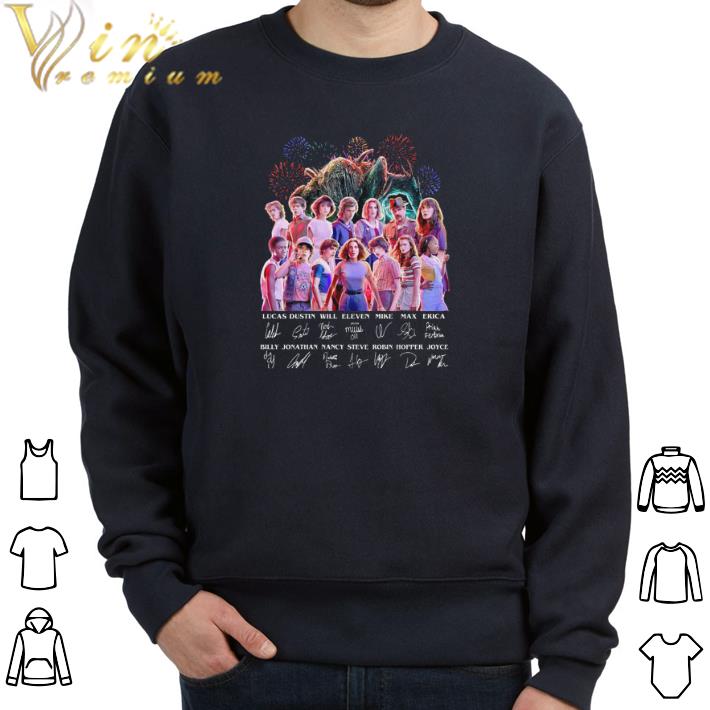Awesome Stranger Things all character signatures Lucas Dustin Will Eleven shirt