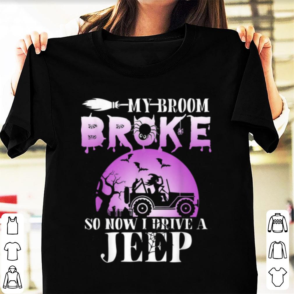 Beautiful Halloween My Broom Broke So Now I Drive A Jeep Pumpkin Gift shirt
