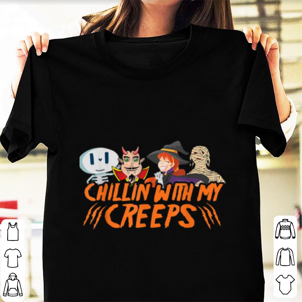 Official Funny Halloween Chillin With Creeps Vampire Skeleton shirt