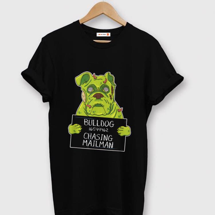 Top Bulldog Zombie Chasing Mailman Halloween Gifts Dog Lover shirt