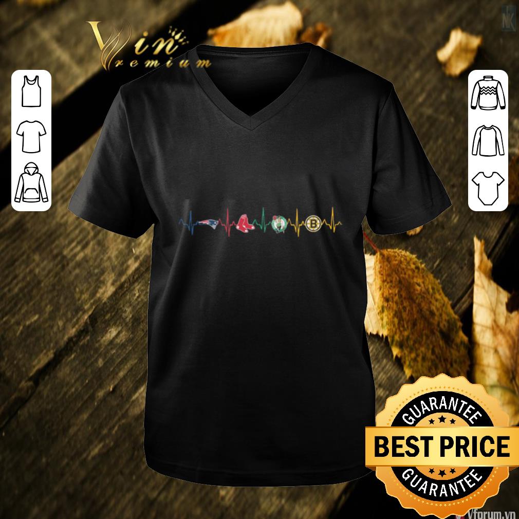 Top New England Patriots Boston Bruins Red Sox Celtics Heartbeat shirt
