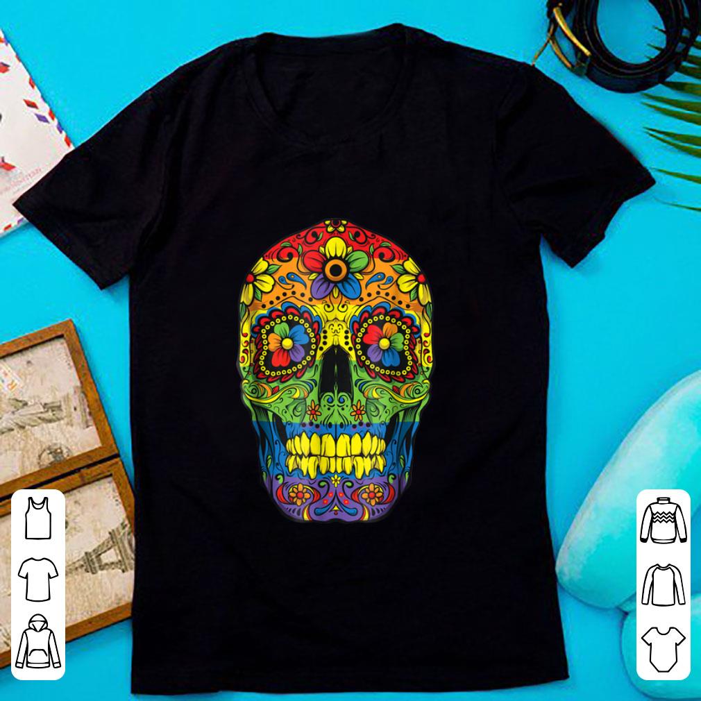 Awesome Sugar Skull Gay Pride LGBT Rainbow Flag Lesbian Gift shirt