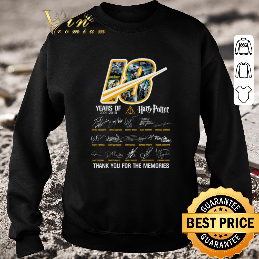 Funny 18 years of Harry Potter 2001-2019 thank you for the memories shirt