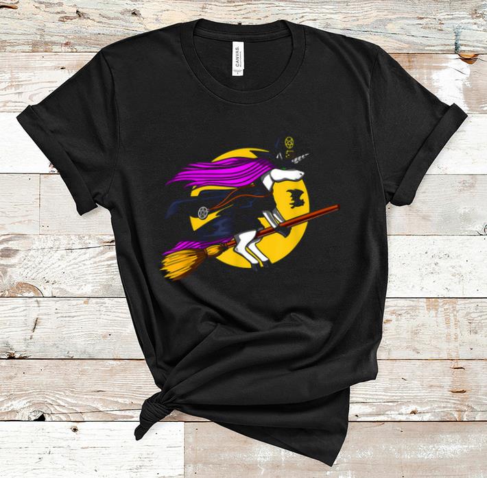Funny Unicorn Witch Riding Broom Halloween Party Women Girls shirt