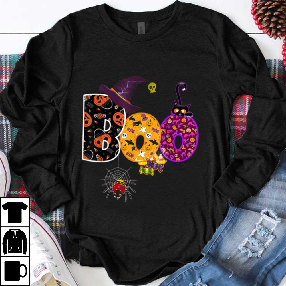 Official Boo Halloween With Spiders And Witch Hat shirt