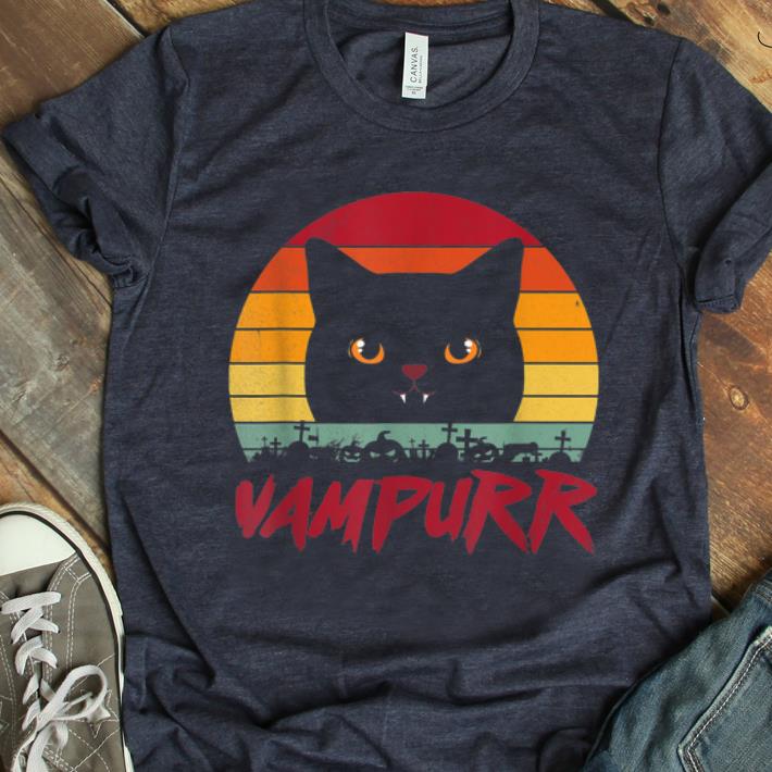 Original Black Cat Halloween Vampurr Funny Vampire Cat Vintage Retro shirt