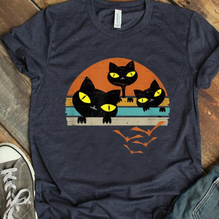 Original Distressed Retro Sunset Black Cats Lover Halloween Gift shirt