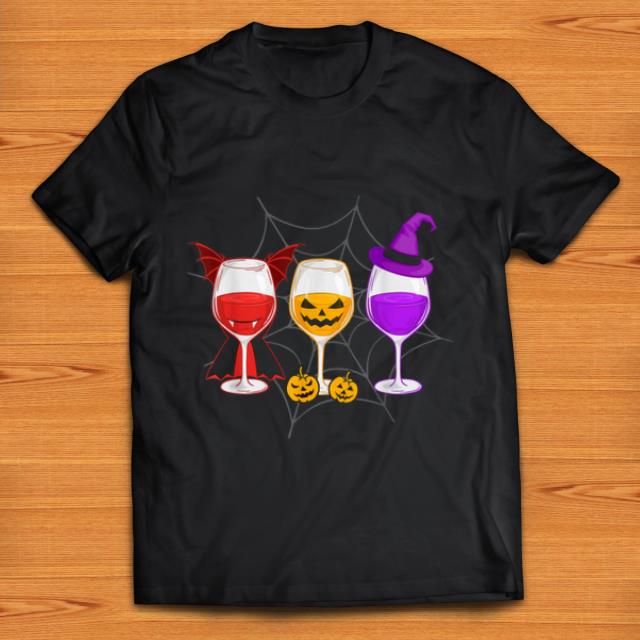 Original Three Glasses Of Wine Halloween Dracula Pumpkin shirt