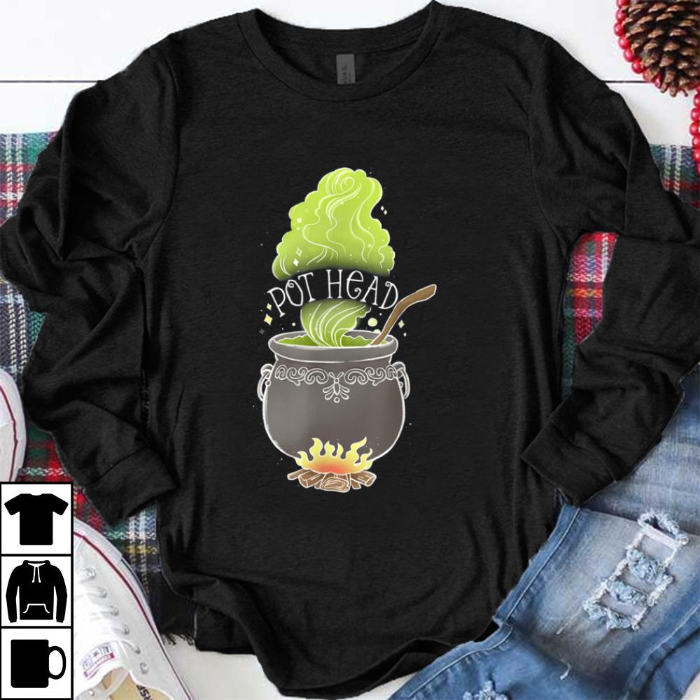 Pot Head Funny Witch Cauldron Adult Halloween Marijuana Weed shirt