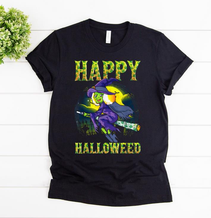 Pretty Halloween Happy Halloweed Witch Marijuana Weed 420 Women shirt