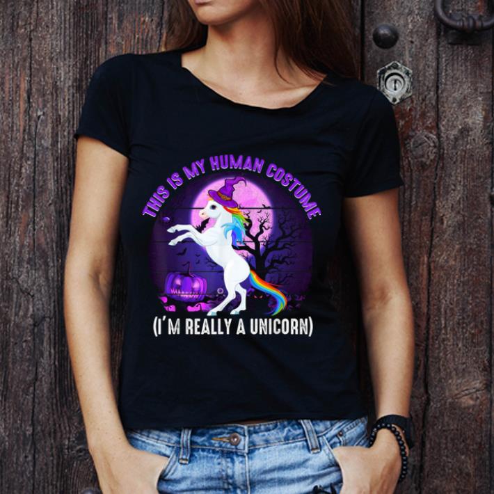 Top This Is My Human Costume-funny Unicorn Halloween shirt