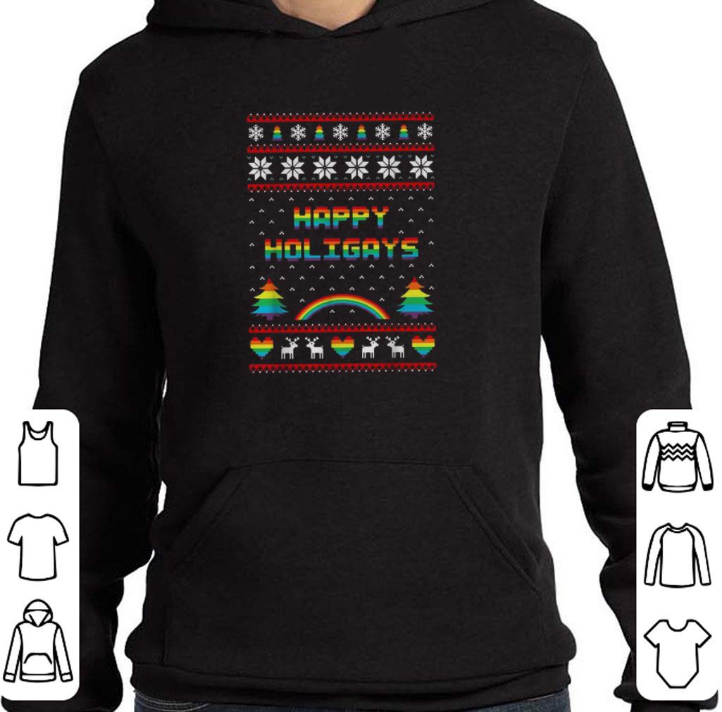 Awesome LGBT Happy holigays rainbow Christmas shirt