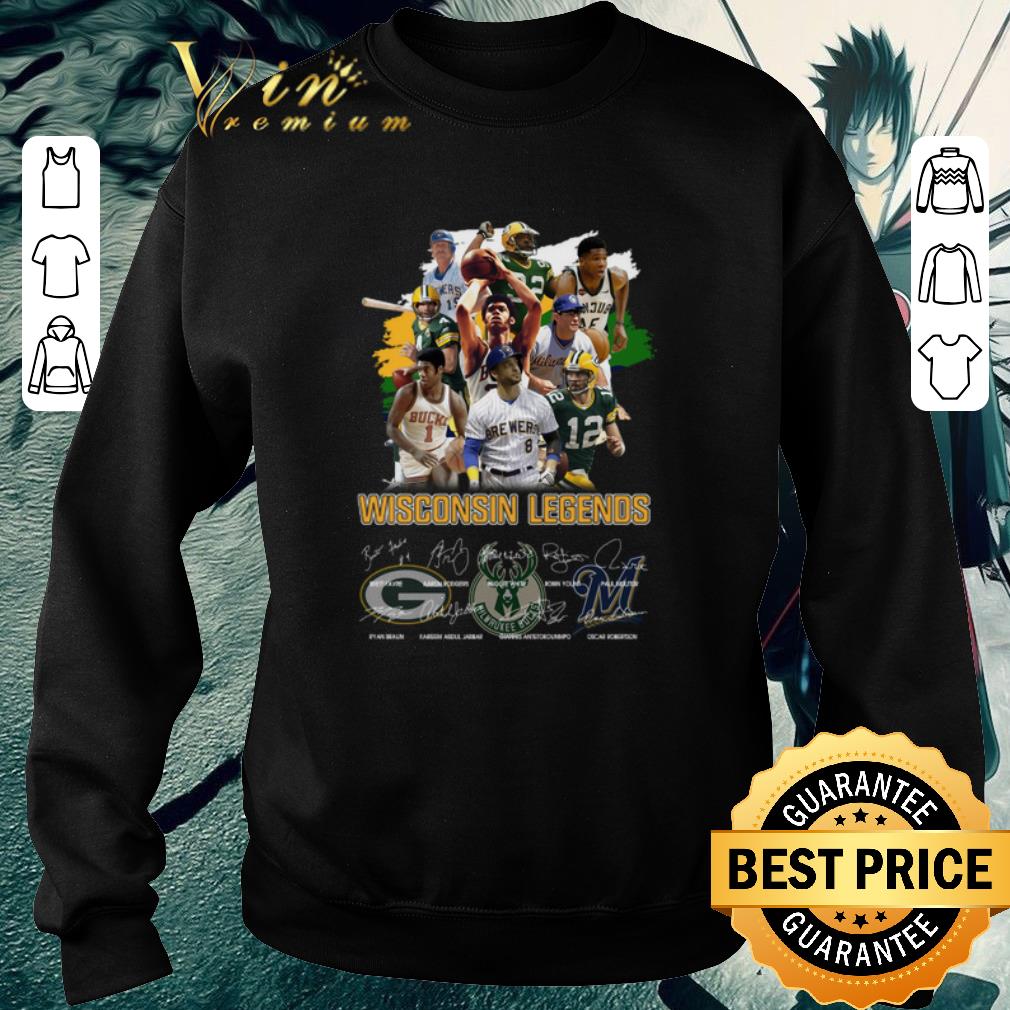 Awesome Wisconsin Legends Green Bay Packers Milwaukee Brewers signatures shirt 6 Awesome Wisconsin Legends Green Bay Packers Milwaukee Brewers signatures shirt