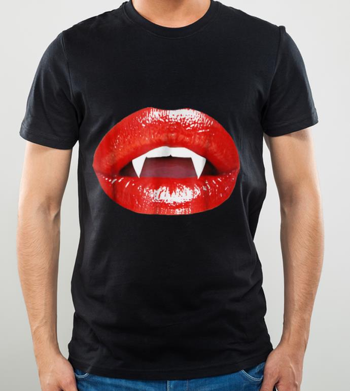 Awesome cute halloween I Bite Fangs Vampire Kiss Red Lips shirt