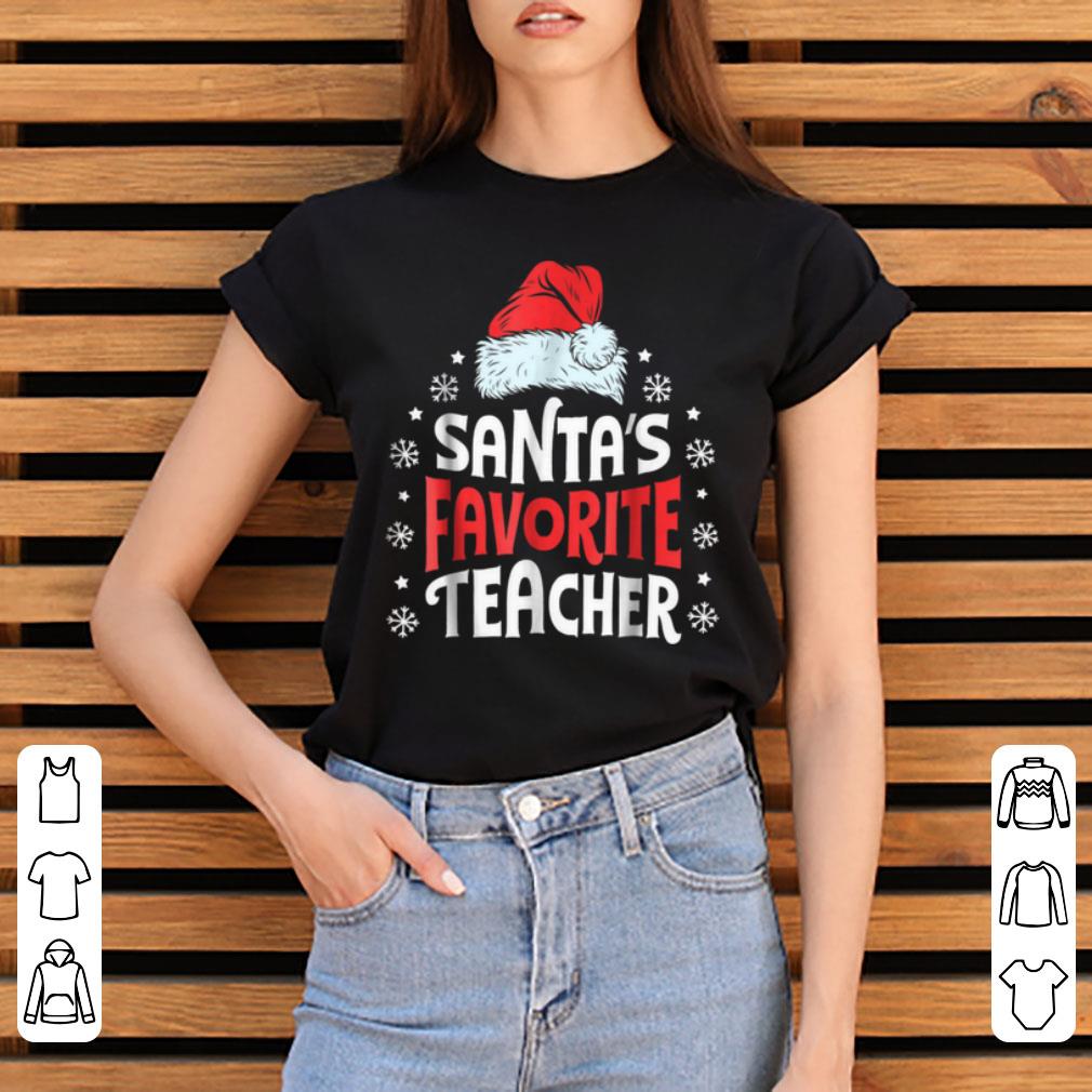 Hot Santa's Favorite Teacher Christmas Women Funny Xmas shirt