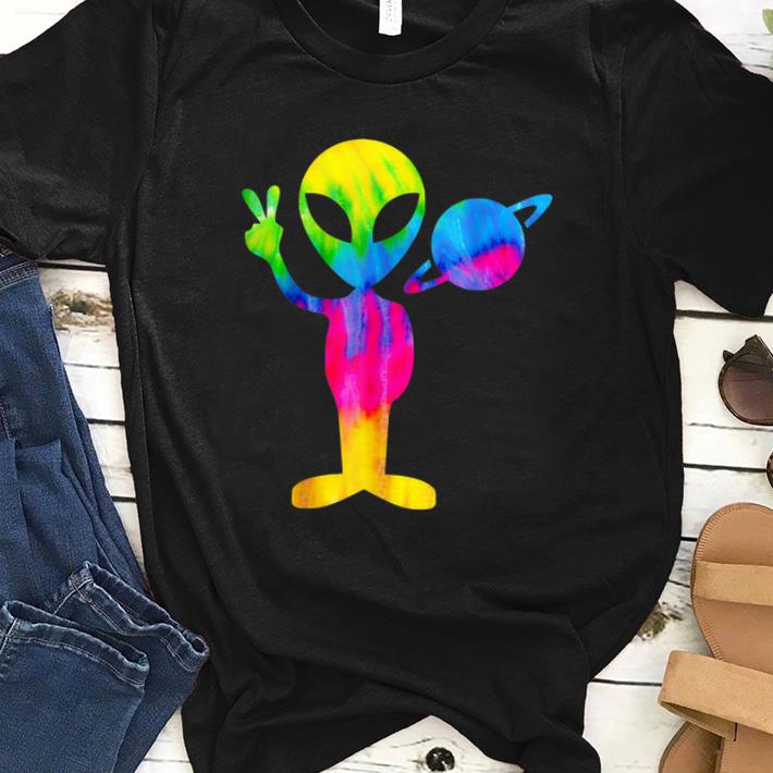 Hot Vintage Retro 1970s Tie Dye Groovy Space Alien Peace shirt