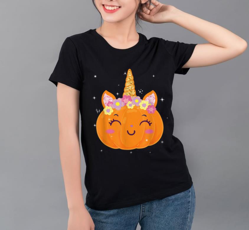Official Cute Unicorn Pumpkin Flower Thanksgiving Halloween Costume shirt