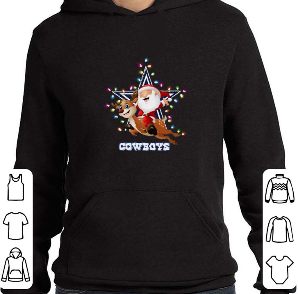 Pretty Santa Riding reindeer Dallas Cowboys Christmas lights shirt 6 Pretty Santa Riding reindeer Dallas Cowboys Christmas lights shirt