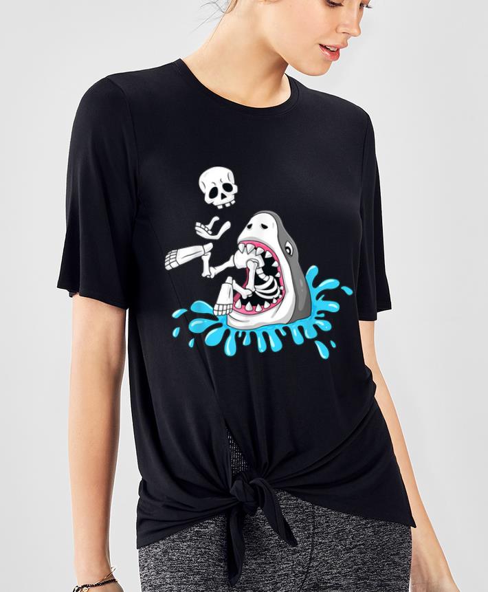 Pretty Shark Eats Skeleton Funny Halloween Boys Girls Kids shirt