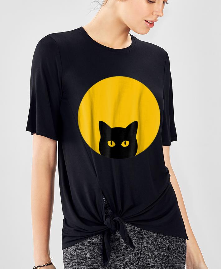 Pretty Solar Eclipse Black Cat Yellow Eye Full Moon Halloween shirt