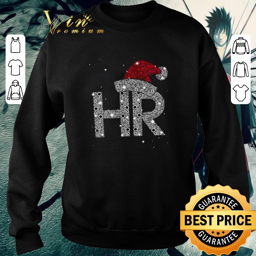 Top Glitter HR Santa hat Christmas shirt