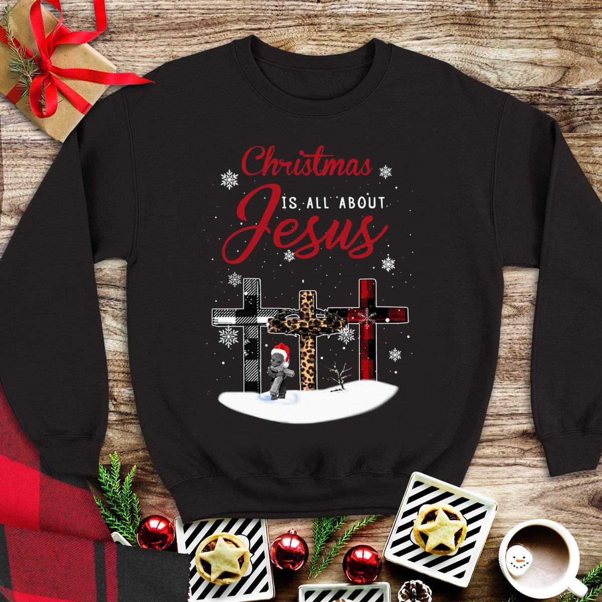 Awesome Christmas Is All About Jesus Groot Hug Cross shirt