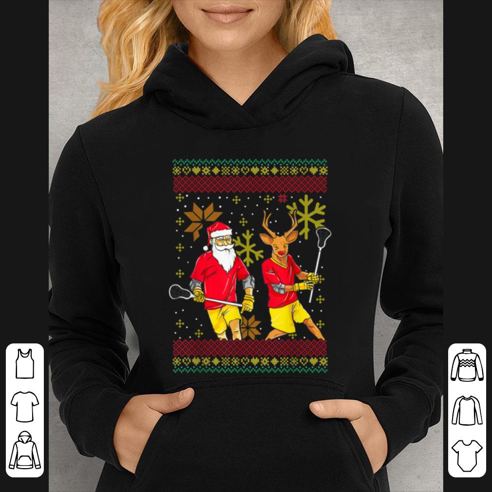 Awesome Merry Laxmas Christmas Lacrosse Player Reindeer Santa Claus shirt