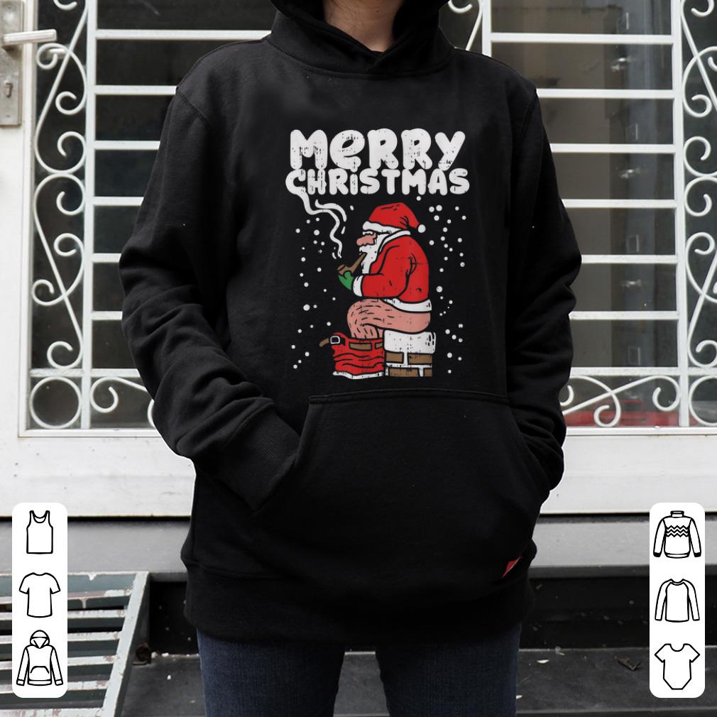 Hot Funny Christmas Santa Shitting Down Chimney Adult Gift shirt
