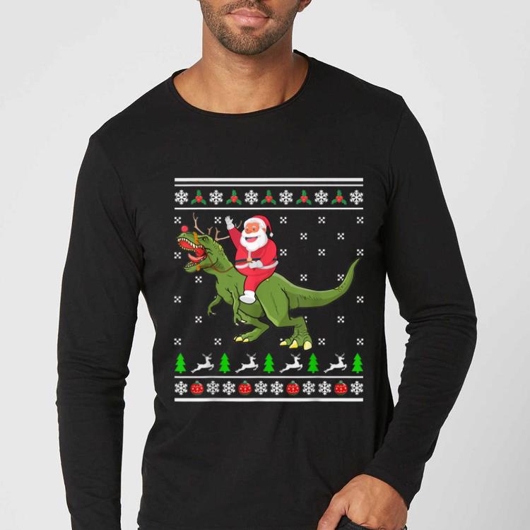 Nice Santa Riding Dino Christmas Ugly Sweater Dinosaur T-rex Gift shirt