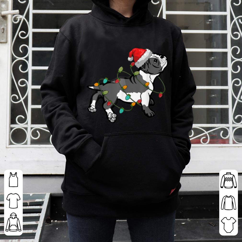 Original Boston Terrier Christmas pajama Santa Hat Lights Dog Lover shirt