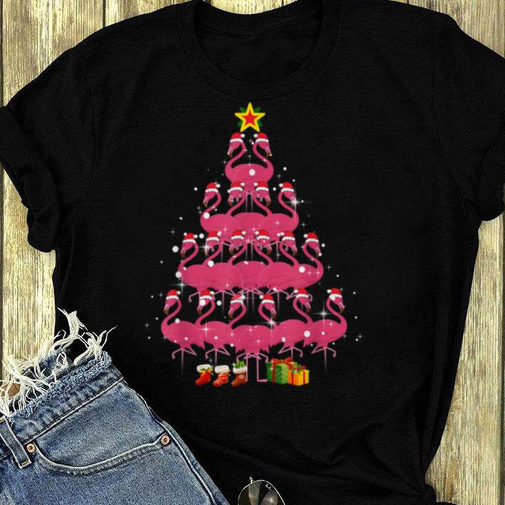 Original Santa Flamingo Christmas Tree Gift Pink Women Girl shirt