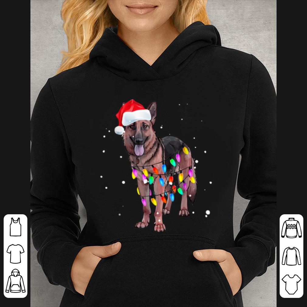 Pretty Cute Christmas Lights German Shepherd Dog With santa shirt