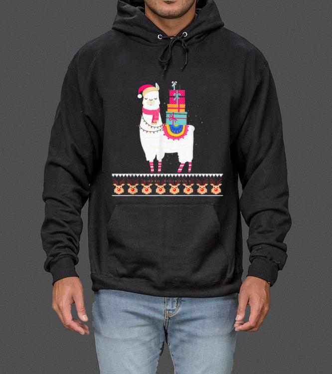 Hot Christmas Llama Alpaca Santa Hat Ugly Xmas Tree For Kids sweater