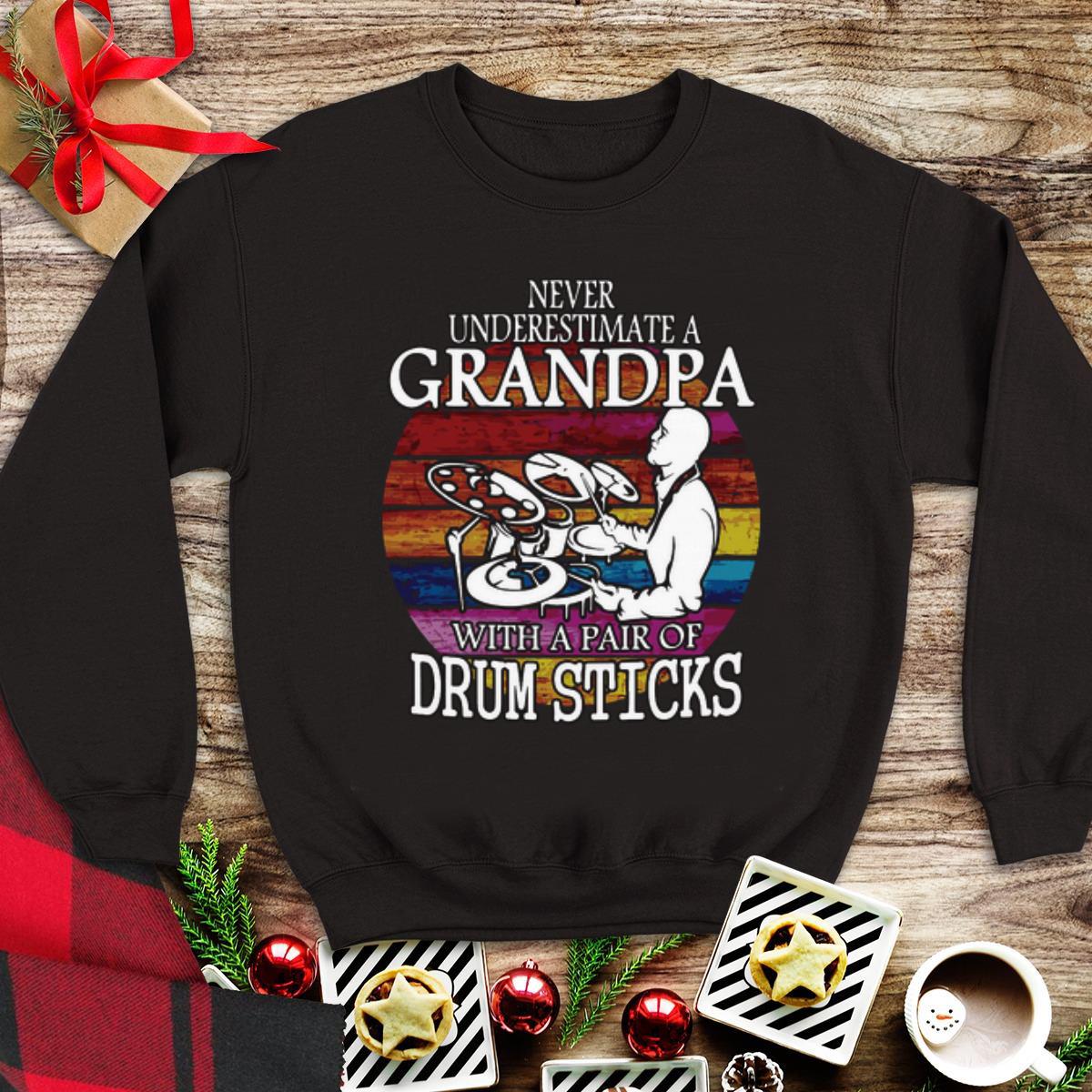 Official Never Underestimate A Grandpa With A Pair Of Drum Sticks Vintage shirt