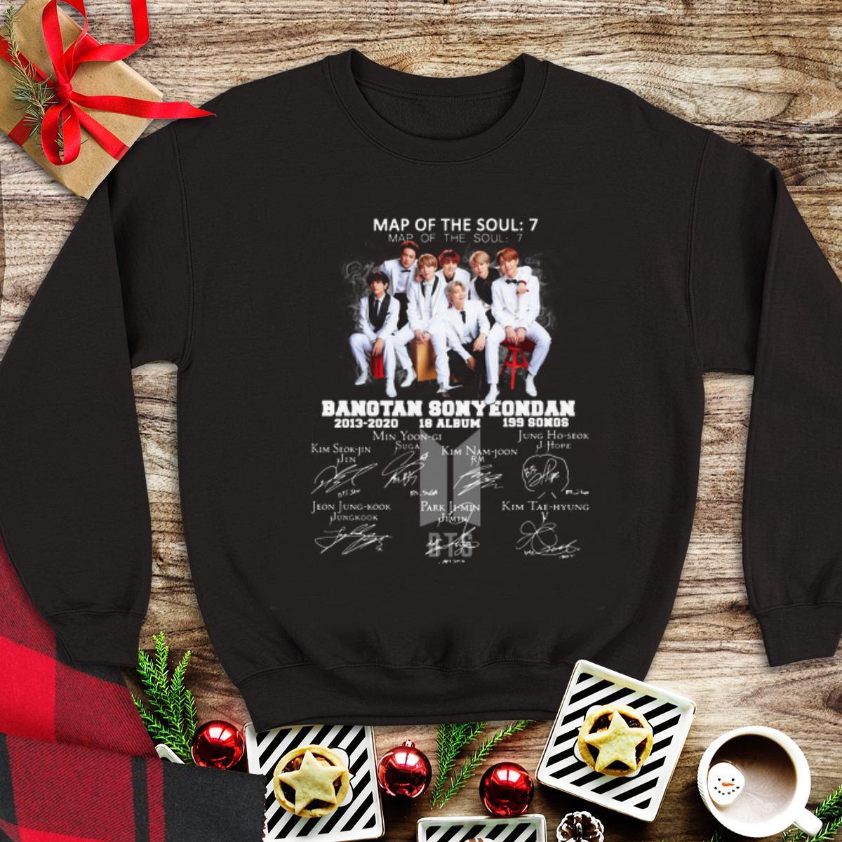 Premium Map Of The Soul 7 Bangtan Sonyeondan 2013-2020 18 Album 199 Songs Signatures shirt