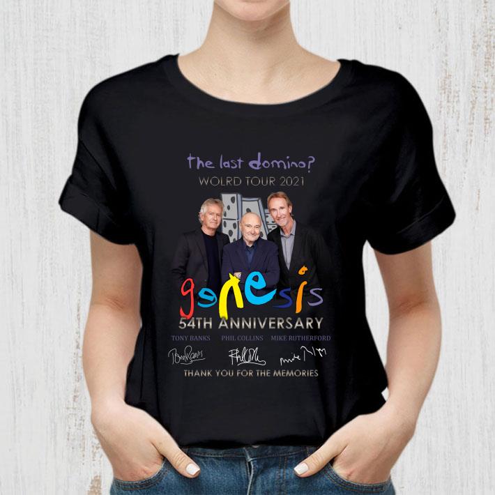 Premium 2021 Genesis band The last domino world tour 54th anniversary signatures thank you for the memories shirt 9 2021 Genesis band The last domino world tour 54th anniversary signatures thank you for the memories shirt
