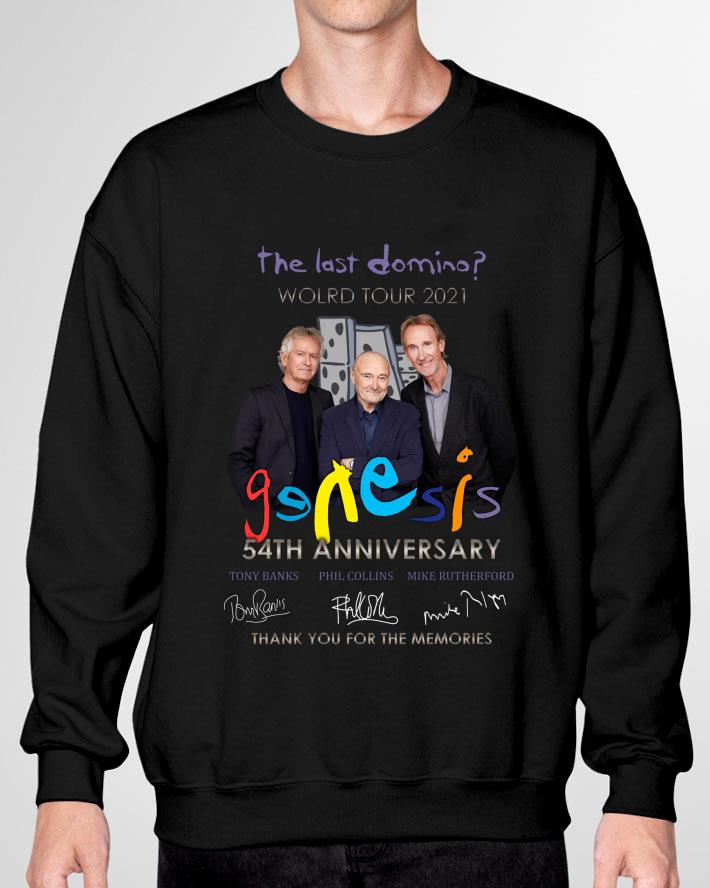 Premium 2021 Genesis band The last domino world tour 54th anniversary signatures thank you for the memories shirt 10 2021 Genesis band The last domino world tour 54th anniversary signatures thank you for the memories shirt