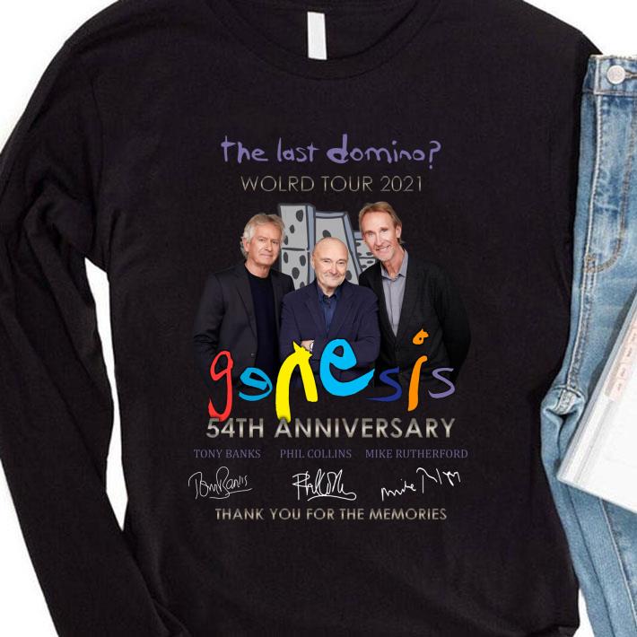 Premium 2021 Genesis band The last domino world tour 54th anniversary signatures thank you for the memories shirt 11 2021 Genesis band The last domino world tour 54th anniversary signatures thank you for the memories shirt