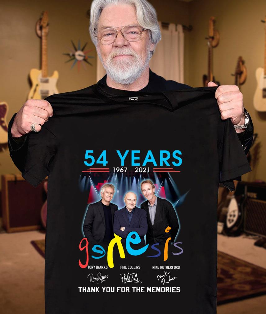 Funny Genesis band rock members 54 years 1967-2021 signatures thank memories shirt 10 Genesis band rock members 54 years 1967-2021 signatures thank memories shirt