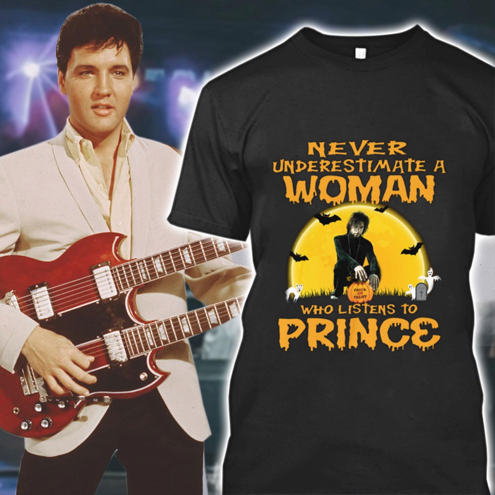 Premium Halloween Never underestimate a woman trick or treat who listens to Prince shirt 8 Halloween Never underestimate a woman trick or treat who listens to Prince shirt