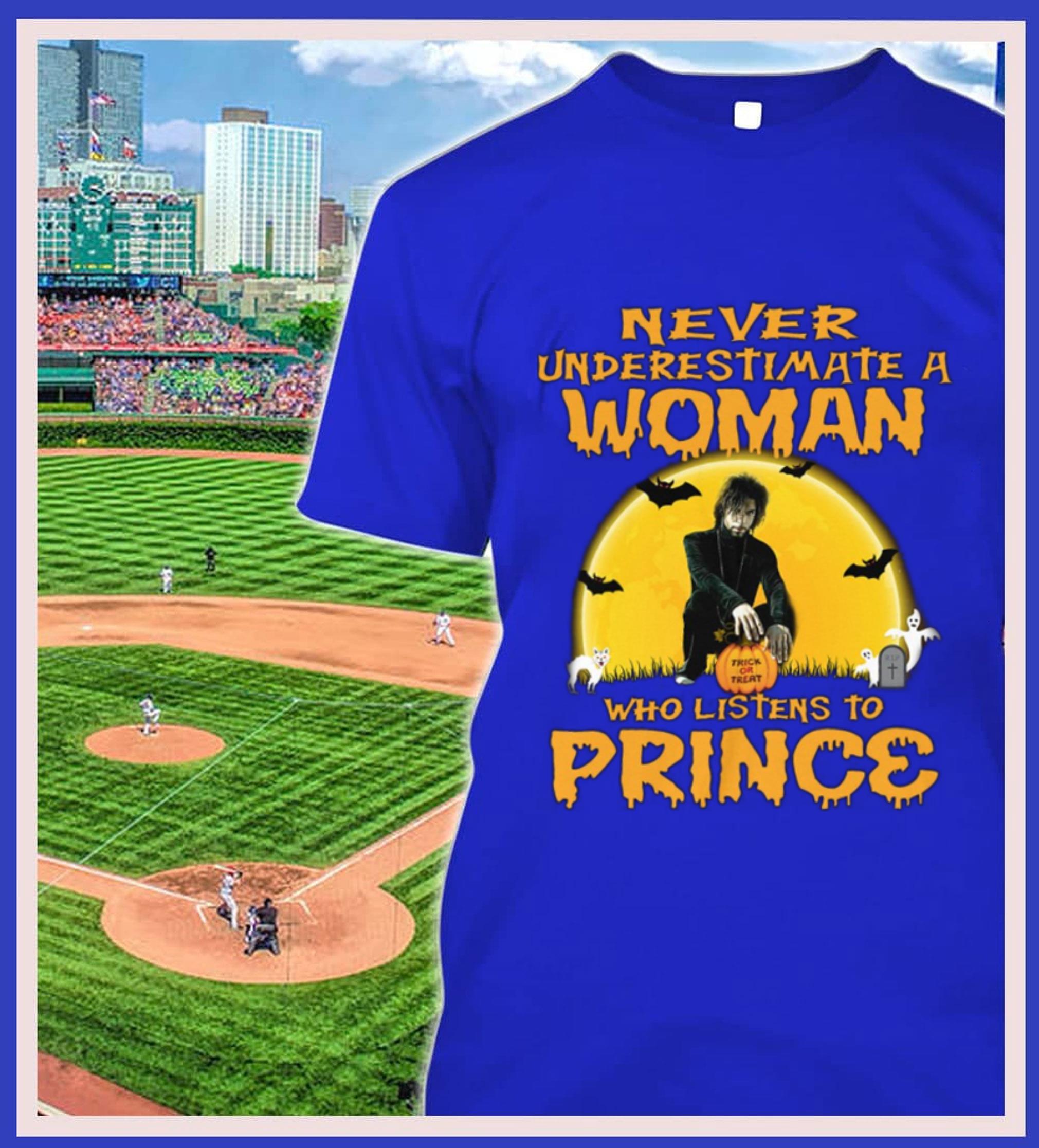 Premium Halloween Never underestimate a woman trick or treat who listens to Prince shirt 9 Halloween Never underestimate a woman trick or treat who listens to Prince shirt